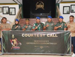 Courtesy Call Dandenpom V/4 kepada Danrem 084/BJ, dalam rangka HUT ke-78 Polisi Militer Angkatan Darat Tahun 2024