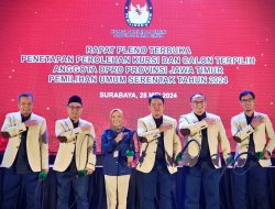 Gelar Rapat Pleno Terbuka, KPU Jatim Tetapkan Perolehan Kursi dan Calon DPRD Terpilih Pemilu 2024