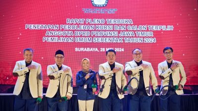 Gelar Rapat Pleno Terbuka, KPU Jatim Tetapkan Perolehan Kursi dan Calon DPRD Terpilih Pemilu 2024