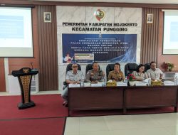 JASA RAHARJA, POLRES MOJOKERTO, UPT PPD MOJOKERTO, DAN BAPENDA KABUPATEN MOJOKERTO LAKUKAN SOSIALISASI OPSEN PKB DAN BBNKB DI KANTOR KECAMATAN PUNGGING, MOJOKERTO